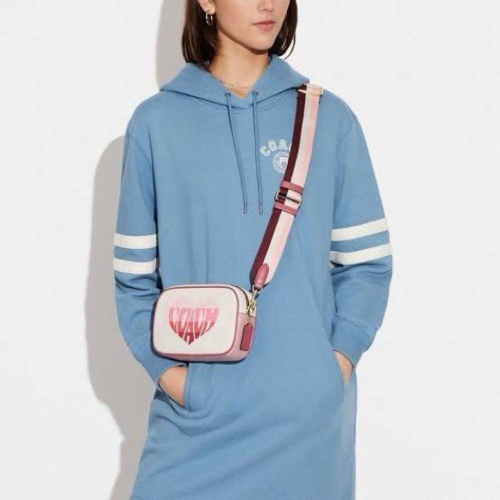 NWT Coach Mini Jamie Camera Bag With Stripe Heart Motif CA072 Chalk Pink Gold - Picture 11 of 11